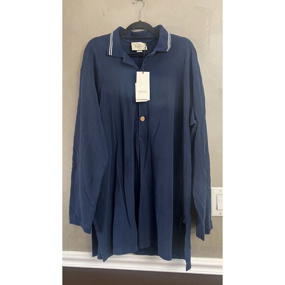 Gucci Men's SS21 Long Sleeves Autumn Blue Polo Shirt 573268 XXL NWT - Picture 4 of 14